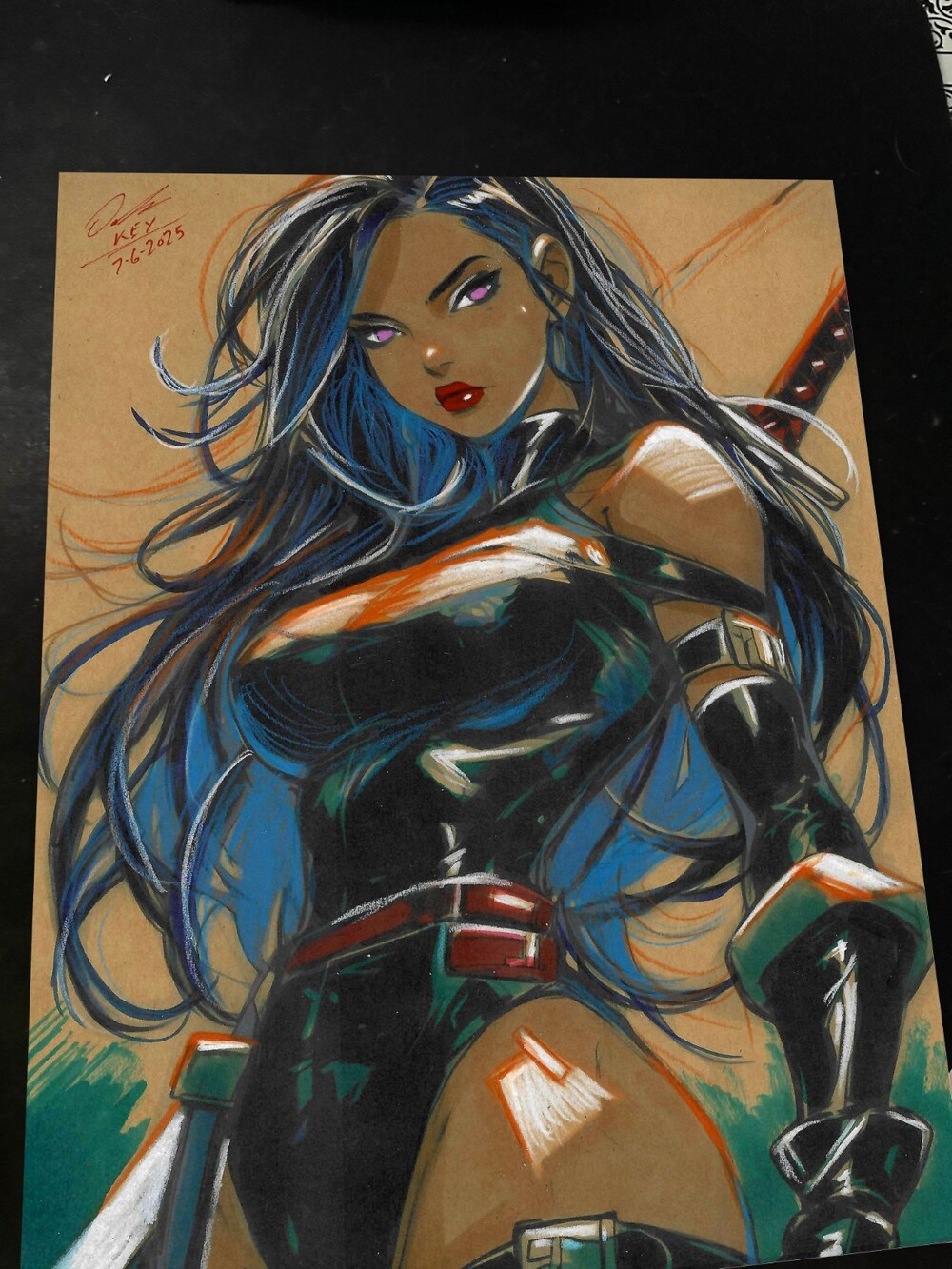 Psylocke Art Print Signed 8.5x11 | Art by Keyeske